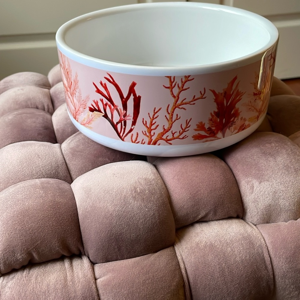 Dog Bowl, Ceramic, ocean coral reef print
